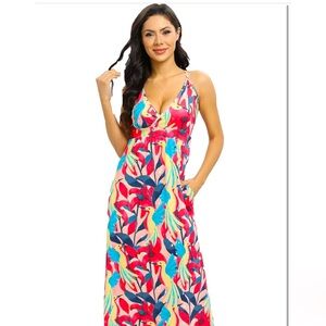 Tropical print maxi dress